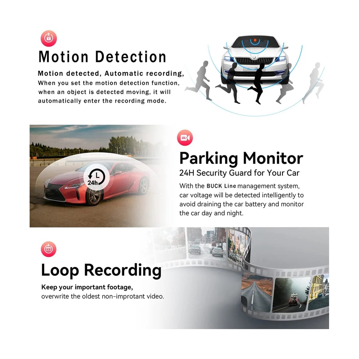 WiFi 3-Channel Dash Cam – Front, Inside & Rear | FHD 1080P Mini Car DVR